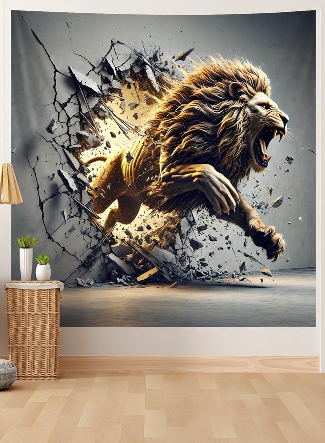 AOHMPT 3D Tapestry, 59"x51" Animal Print Poster, Lion Tapestry,Wall Art Painting for Bedroom and Living Room 59"x51" - Image 1